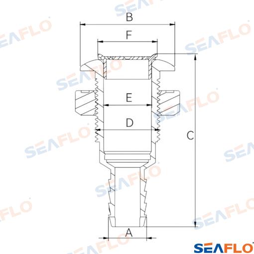 3/4" Seaflo Thru Hull with Filter