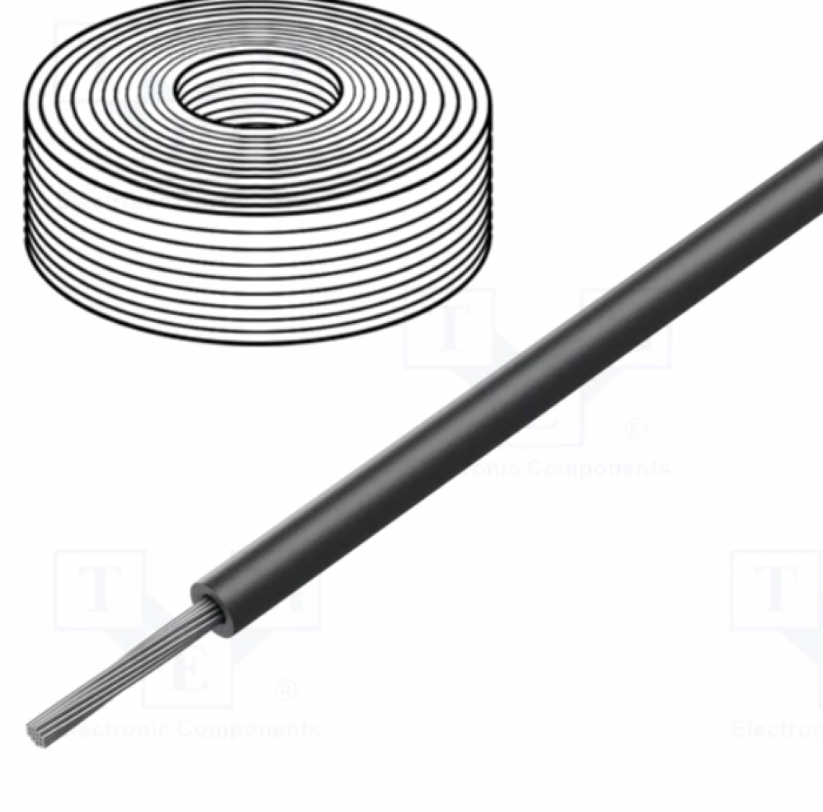 Wire 12 AWG - 4mm2 - tinned copper - silicone sheath - black 1m