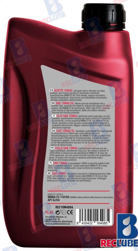 Synthetic marine oil 10W40 1L NMMA FC-11815R API SJ/SG Suzuki, Tohatsu, Mercury, Yamaha, Honda