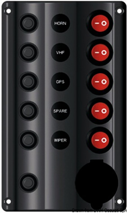 Wave electric control panel 5 + lighter plug with fuses 5Ax2+10Ax2+15Ax2 180x107mm IP54