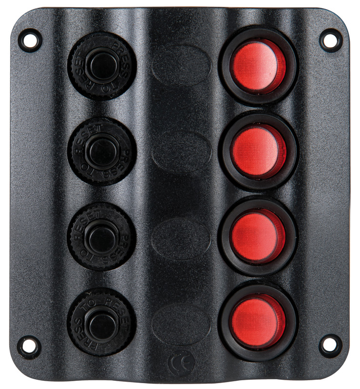 Wave electric control panel 4 switches and fuses 4Ax1 + 6Ax1 + 8Ax1 + 10Ax1 110mm x 100mm  IP54