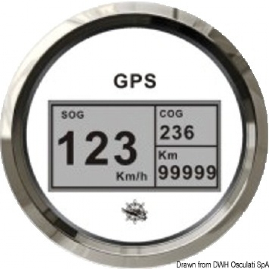 Спидометр, счетчик миль GPS, белый / глянцевый, 12/24 В, 85 мм