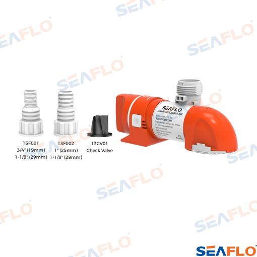 Seaflo 12V 800GPH horizontal automatic pump Outlet 19mm, 25mm or 29mm SFBP1-G800-14A