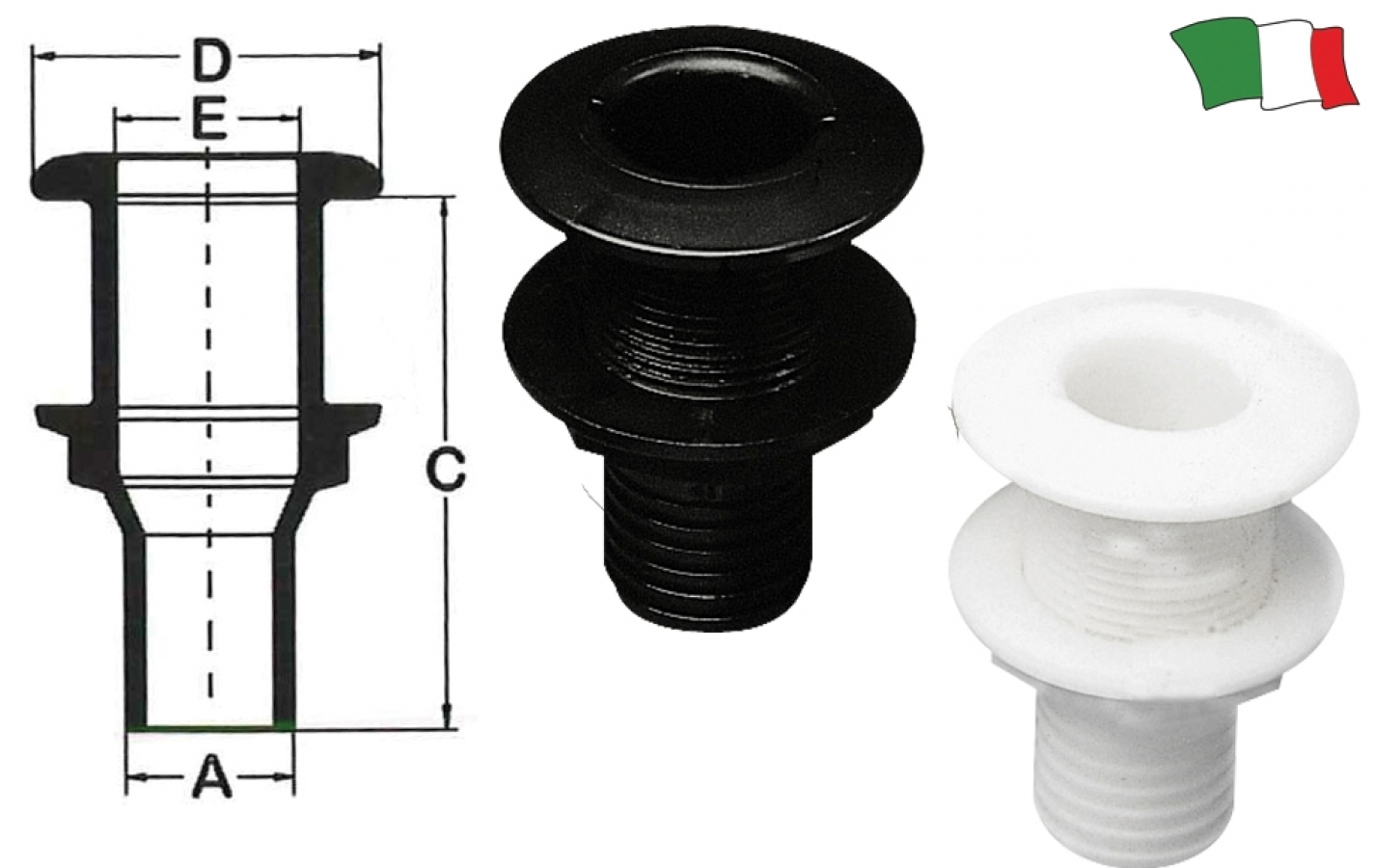 THRU-HULL FITTING -input Ø19mm white