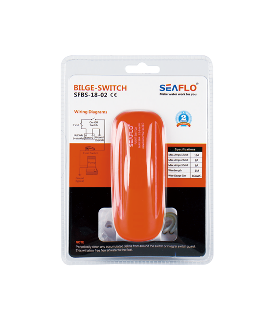 Water pump float Seaflo - switch, max 18A SFBS-18-02