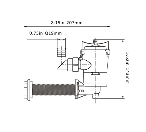 Water pump LiveWell 600GPH 38l/min 12V 3A Outlet 19mm - Seaflo SFBP1-G600-05