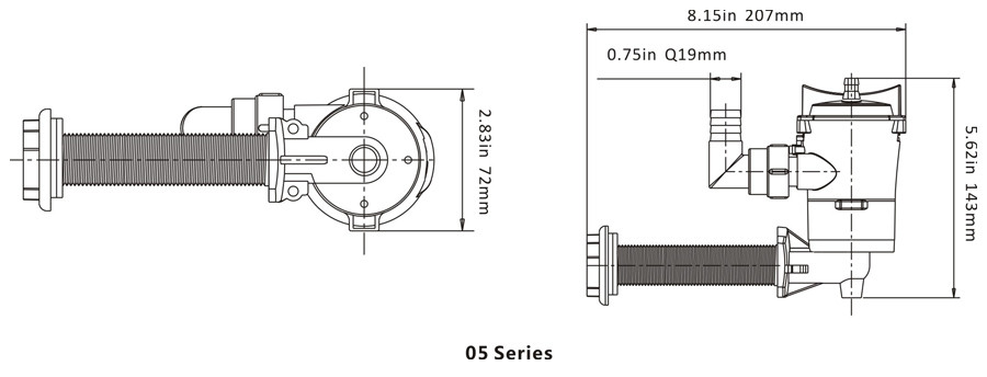 Water pump LiveWell 600GPH 38l/min 12V 3A Outlet 19mm - Seaflo SFBP1-G600-05
