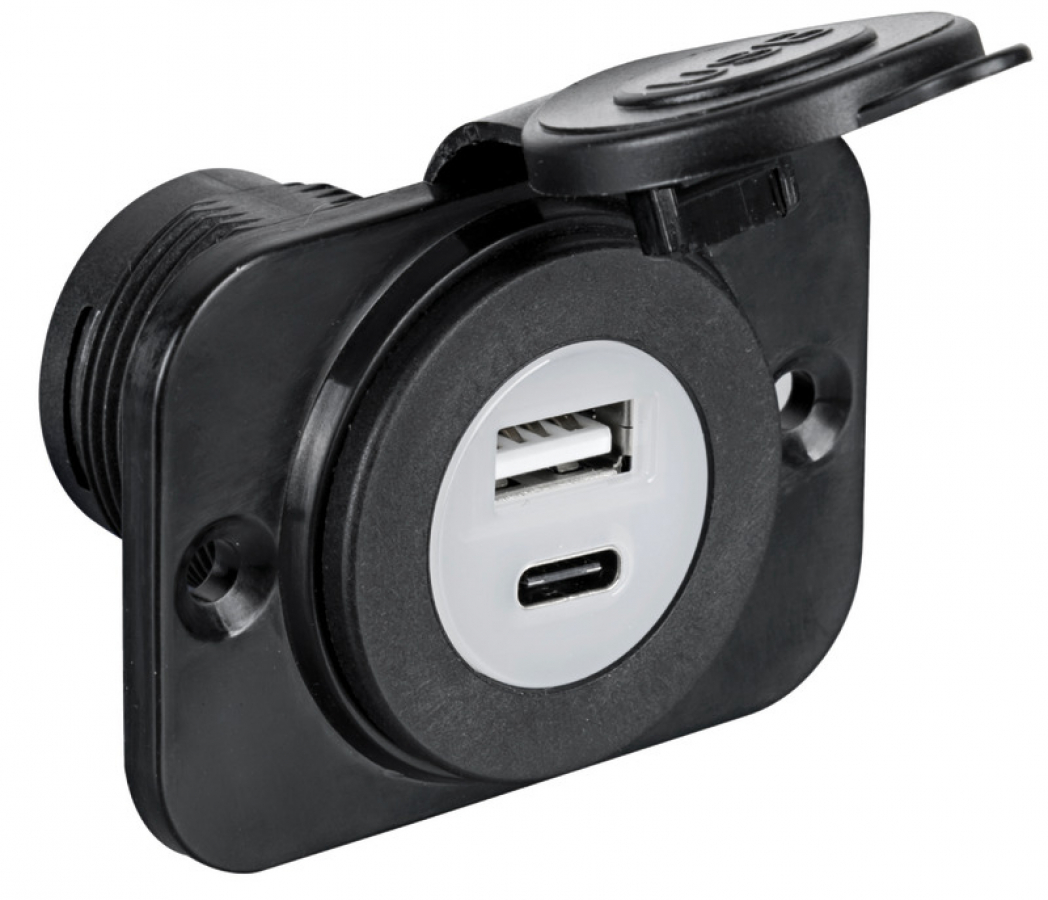 USB charger socket Type A + Type C Input 12/24V Output 5V Total 4.8A