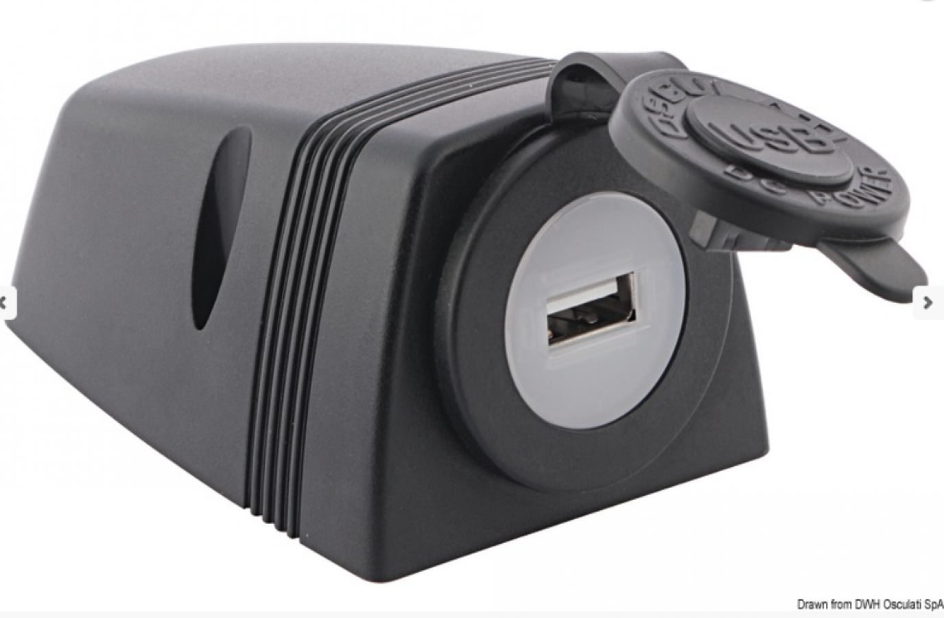 Разъем USB-A + корпус для установки на палубе Вход 12-24В Выход 5В 2,1А