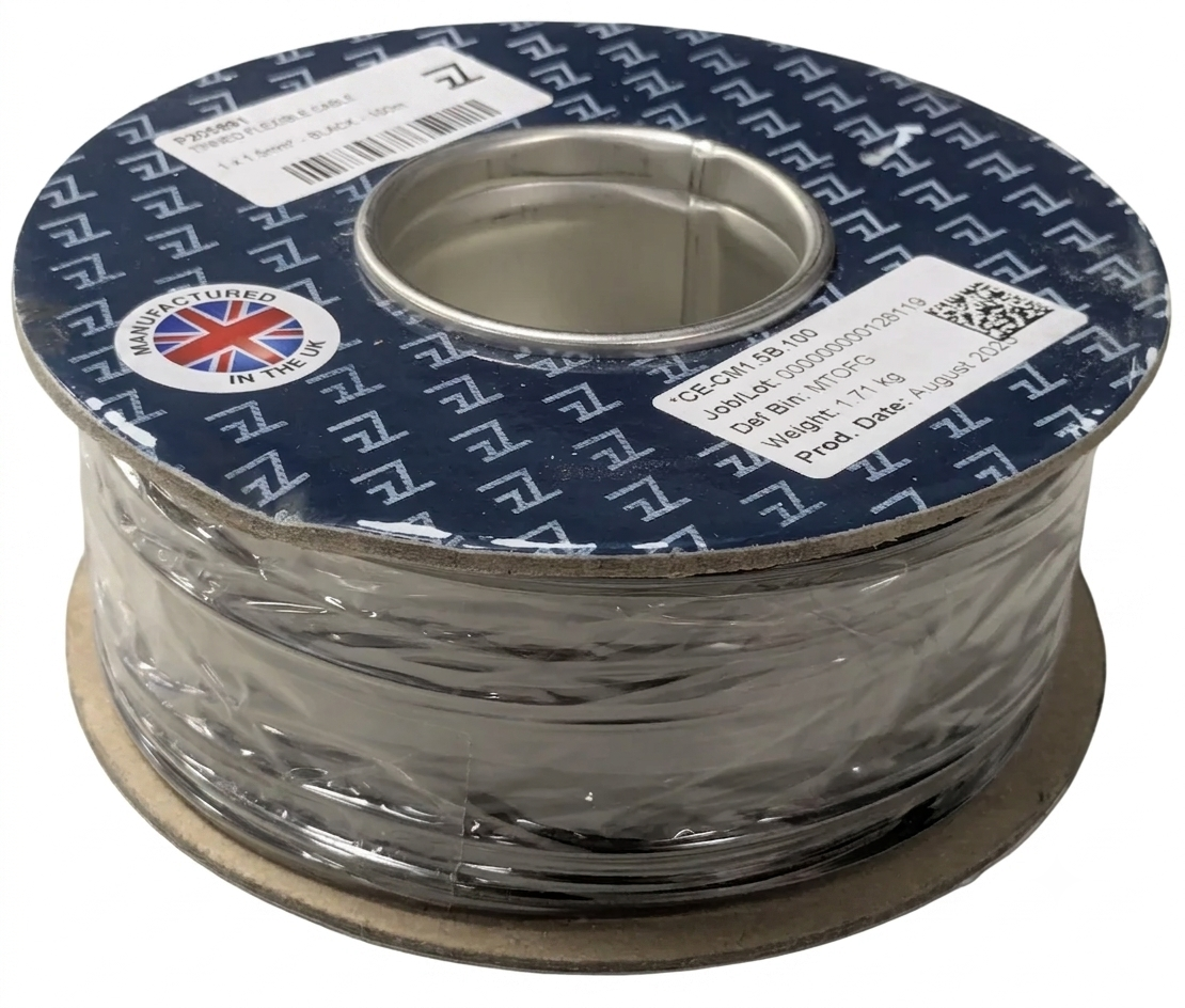 Wire 1.5mm2 tinned copper - black - PVC sheath - 1m